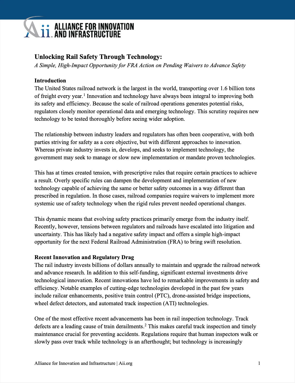 Unlocking Rail Safety Through Technology:  A Simple, High-Impact Opportunity for FRA Action on Pending Waivers to Advance Safety